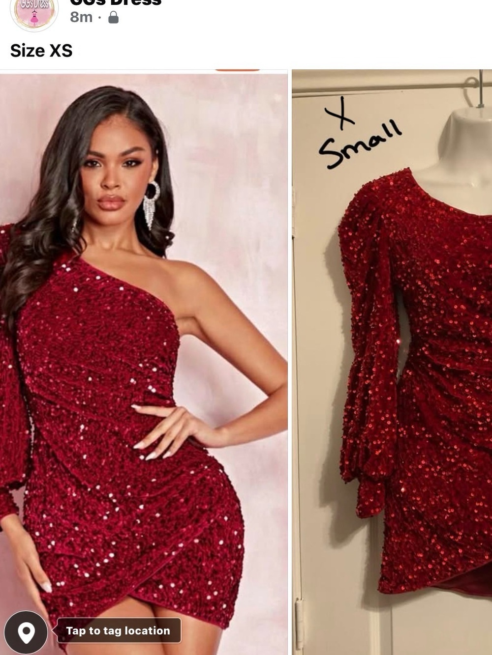 Red Sequin One-Shoulder Ruched Mini Dress - Women